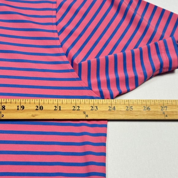 FootJoy Golf Polo Shirt Mens Large Pink Stripe Cypress Cup Performance Stretch - Picture 7 of 11